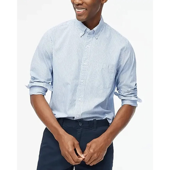 NEW J. Crew Men’s XXL Steely Ocean Stripe Slim Flex‎ Casual Shirt NWT - Picture 1 of 7
